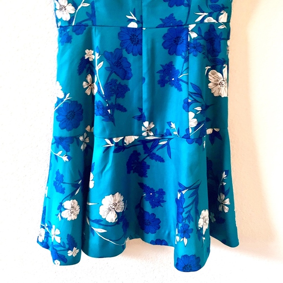 (SOLD) J. Crew Teal satin shift dress - Picture 4 of 5
